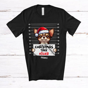 MacnyStore - Personalized Custom Name Christmas Tree Killer; Lovely Santa Chihuahua Dog's Fault; Damage Tree T-Shirt