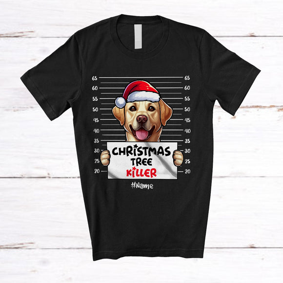 MacnyStore - Personalized Custom Name Christmas Tree Killer; Lovely Santa Labrador Dog's Fault; Damage Tree T-Shirt