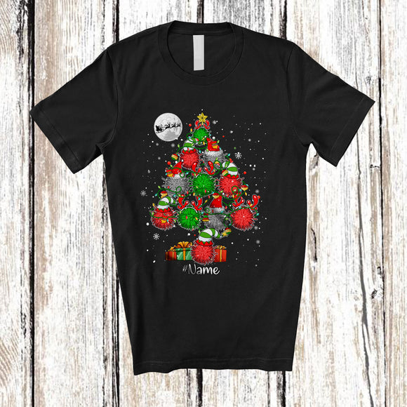 MacnyStore - Personalized Custom Name Christmas Tree Sea Urchins; Awesome X-mas Lights Snowing; Family T-Shirt