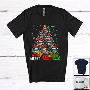 MacnyStore - Personalized Custom Name Christmusk; Merry Christmas Lights Tree Santa Muskellunge; Fishing T-Shirt