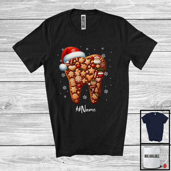 MacnyStore - Personalized Custom Name Cookies In Tooth Shape; Lovely Christmas Santa Dental Dentist T-Shirt