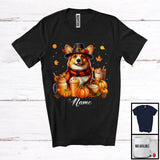 MacnyStore - Personalized Custom Name Corgi Coffee Smoothie, Lovely Thanksgiving Pumpkin Drinks T-Shirt