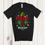 MacnyStore - Personalized Custom Name Cousin Elf Crew; Wonderful Christmas Lights Plaid Elf; Family T-Shirt