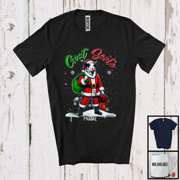 MacnyStore - Personalized Custom Name Cow Santa, Adorable Christmas Santa Cow, X-mas Family Group T-Shirt