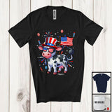 MacnyStore - Personalized Custom Name Cow, Lovely 4th Of July American Flag Fireworks, Cow Patriotic T-Shirt