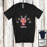 MacnyStore - Personalized Custom Name Cute Turkey Badminton Tail; Joyful Thanksgiving Sport Player Team T-Shirt