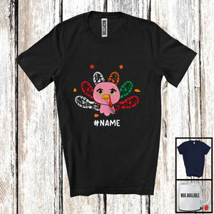 MacnyStore - Personalized Custom Name Cute Turkey Soccer Tail; Joyful Thanksgiving Sport Player Team T-Shirt