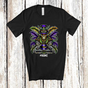 MacnyStore - Personalized Custom Name DJ Mardi Gras Skeleton; Joyful Mardi Gras Skeleton Music; Parades T-Shirt