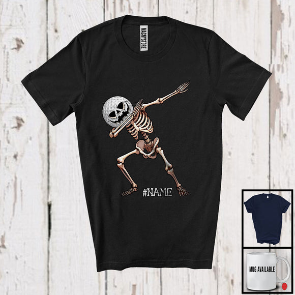 MacnyStore - Personalized Custom Name Dabbing Golf Skeleton, Cheerful Halloween Sport Player Team T-Shirt