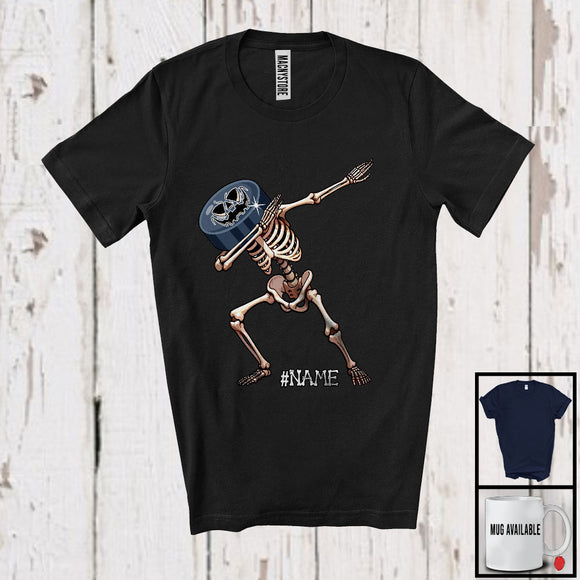 MacnyStore - Personalized Custom Name Dabbing Ice Hockey Skeleton, Cheerful Halloween Sport Player Team T-Shirt
