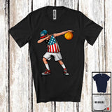 MacnyStore - Personalized Custom Name Dabbing Men Playing Basketball, Proud 4th Of July Sport, Patriotic T-Shirt