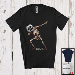 MacnyStore - Personalized Custom Name Dabbing Soccer Skeleton, Cheerful Halloween Sport Player Team T-Shirt