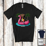 MacnyStore - Personalized Custom Name Dachshund On Flamingo Float; Lovely Summer Hawaii Pool Beach T-Shirt