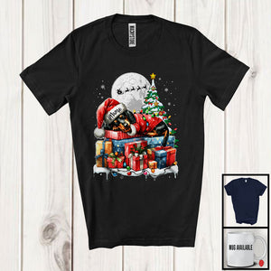 MacnyStore - Personalized Custom Name Dachshund Santa Sleeping On Presents; Lovely Christmas Moon Tree T-Shirt