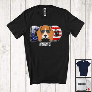 MacnyStore - Personalized Custom Name Dad, Lovely 4th Of July Father's Day Beagle, Patriotic Family T-Shirt