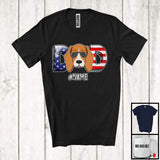 MacnyStore - Personalized Custom Name Dad, Lovely 4th Of July Father's Day Beagle, Patriotic Family T-Shirt