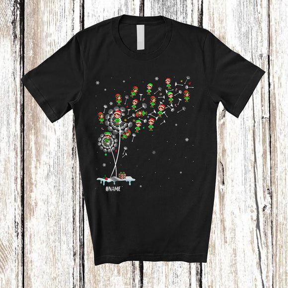 MacnyStore - Personalized Custom Name Dandelion Elf; Joyful Christmas Elf As Flower Collection; Farming Gardener T-Shirt