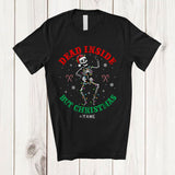 MacnyStore - Personalized Custom Name Dead Inside But Christmas; Joyful X-mas Santa Skeleton; Family T-Shirt