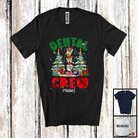 MacnyStore - Personalized Custom Name Dental Crew; Cheerful Christmas Tree Tooth; Dental Dentist Group T-Shirt