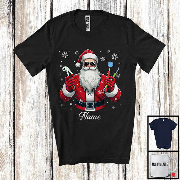 MacnyStore - Personalized Custom Name Dentist Santa, Joyful Christmas Santa Snowing, Careers Group T-Shirt