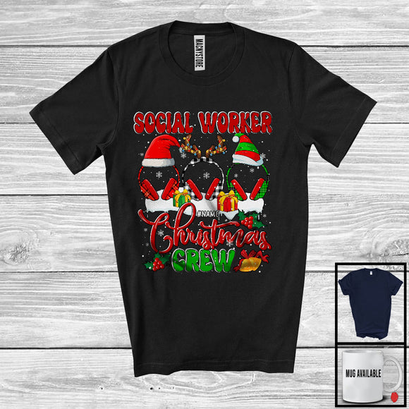 MacnyStore - Personalized Custom Name Dispatcher Christmas Crew; Cheerful Plaid X-mas Pajama; Careers Jobs T-Shirt