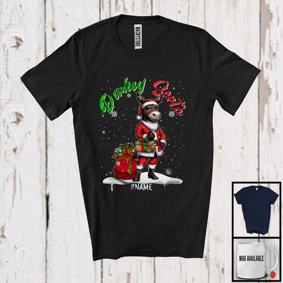 MacnyStore - Personalized Custom Name Donkey Santa, Adorable Christmas Santa Donkey, X-mas Family Group T-Shirt