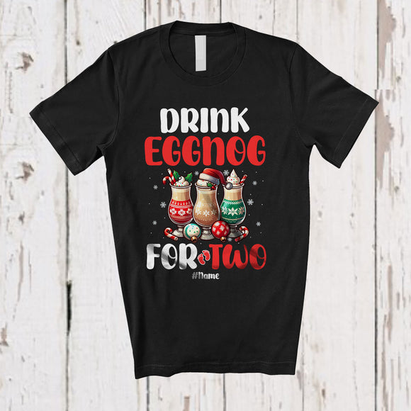 MacnyStore - Personalized Custom Name Drink Eggnog For Two; Adorable Christmas Eggnog Pregnancy; Family T-Shirt