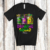 MacnyStore - Personalized Custom Name Drinking Squad; Joyful Mardi Gras Mask 3 Beer Glasses; Drunker T-Shirt