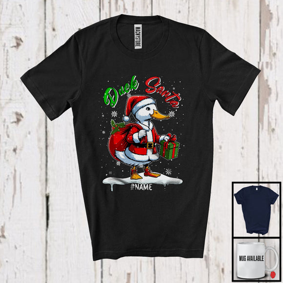 MacnyStore - Personalized Custom Name Duck Santa, Adorable Christmas Santa Duck, X-mas Family Group T-Shirt