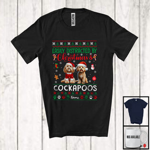 MacnyStore - Personalized Custom Name Easily Distracted By Christmas Cockapoos; Lovely Sweater Santa Dog T-Shirt