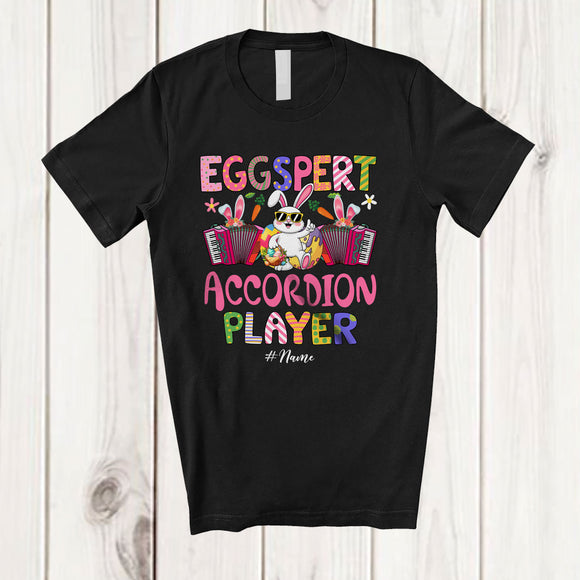 MacnyStore - Personalized Custom Name Eggspert Accordion Player; Joyful Easter Egg Expert; Musical Instrument T-Shirt