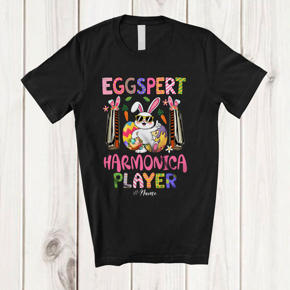 MacnyStore - Personalized Custom Name Eggspert Harmonica Player; Joyful Easter Egg Expert; Musical Instrument T-Shirt