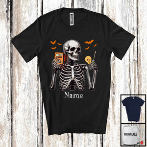 MacnyStore - Personalized Custom Name Electrician Skeleton, Horror Halloween Costume Proud Careers Group T-Shirt