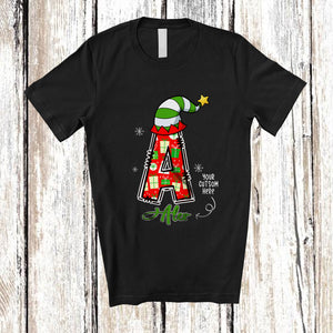 MacnyStore - Personalized Custom Name Elf Alphabet; Awesome Christmas Elf Costume; Family Group T-Shirt