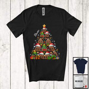 MacnyStore - Personalized Custom Name Elf Reindeer Santa Poop Christmas Tree; Amazing X-mas Poops Snowing T-Shirt