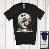 MacnyStore - Personalized Custom Name Elf Riding Chicken Santa; Cheerful Christmas Snowing; Animal Farmer T-Shirt