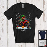 MacnyStore - Personalized Custom Name Elf Riding Motorbike, Adorable Christmas ELF Rider, X-mas Team T-Shirt