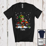 MacnyStore - Personalized Custom Name Elf Riding Motorcycle, Adorable Christmas ELF Rider, X-mas Team T-Shirt