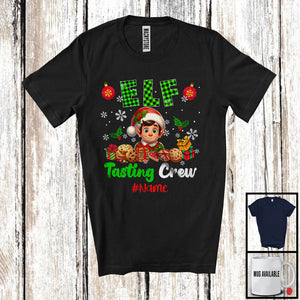 MacnyStore - Personalized Custom Name Elf Tasting Crew; Adorable Christmas Plaid Cookies; X-mas Group T-Shirt