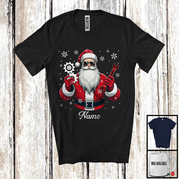 MacnyStore - Personalized Custom Name Engineer Santa, Joyful Christmas Santa Snowing, Careers Group T-Shirt