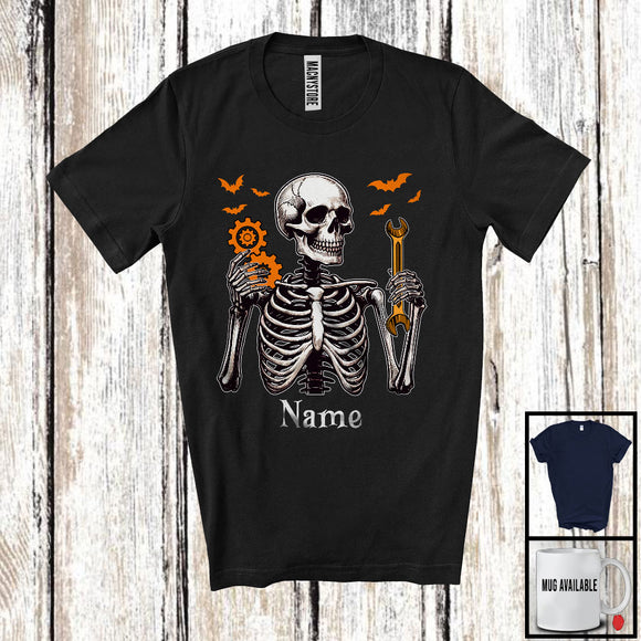 MacnyStore - Personalized Custom Name Engineer Skeleton, Horror Halloween Costume Proud Careers Group T-Shirt