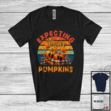 MacnyStore - Personalized Custom Name Expecting Twin Pumpkins; Happy Thanksgiving Pregnancy Vintage Retro T-Shirt