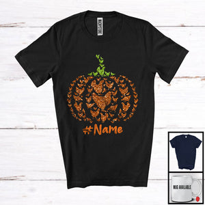 MacnyStore - Personalized Custom Name Fall Chicken Pumpkin Shape; Lovely Thanksgiving Halloween Farmer T-Shirt