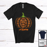 MacnyStore - Personalized Custom Name Fall Hippo Pumpkin Shape; Lovely Thanksgiving Halloween Animal T-Shirt