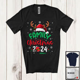 MacnyStore - Personalized Custom Name Family Christmas 2024; Lovely Santa Reindeer Snow; Family Group T-Shirt