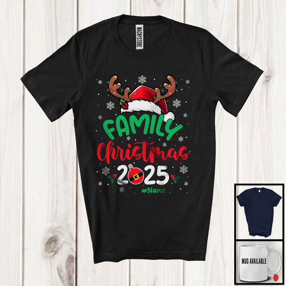 MacnyStore - Personalized Custom Name Family Christmas 2025; Lovely Santa Reindeer Snow; Family Group T-Shirt