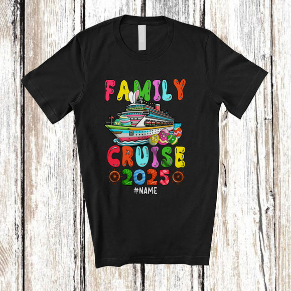 MacnyStore - Personalized Custom Name Family Cruise 2025; Awesome Easter Bunny Cruise Ship; Eggs Hunt T-Shirt