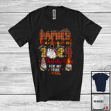 MacnyStore - Personalized Custom Name Family Thanksgiving 2024; Thankful Plaid Cat Turkey Gnomes T-Shirt