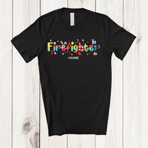 MacnyStore - Personalized Custom Name Firefighter; Amazing Easter Bunny Eggs Hunting; Family Group T-Shirt