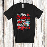 MacnyStore - Personalized Custom Name First Christmas with My Hot New Boyfriend; Wonderful Snowman Couple T-Shirt